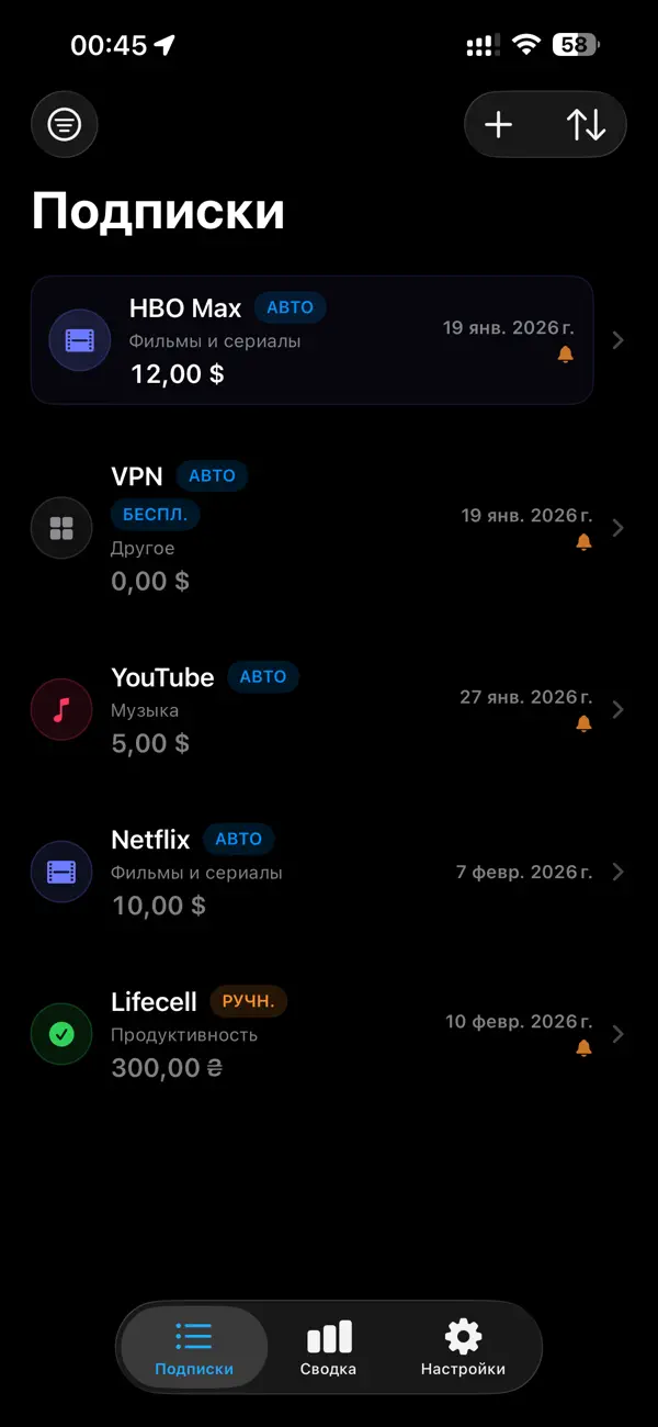 #1. Sub Tracker+ (iOS) โดย: Maksym Lysokhmara