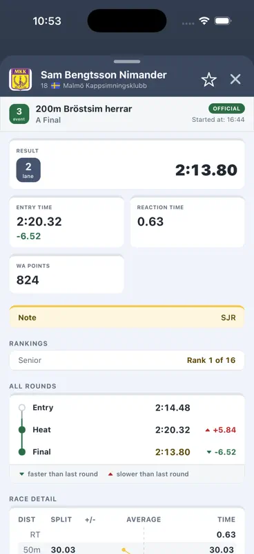 Swimify Livetiming screenshot 5 of 6