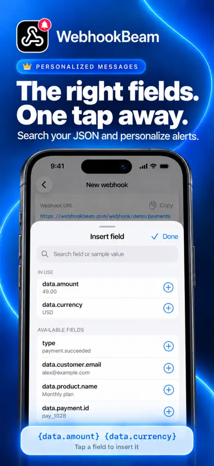 Screenshot 3 di 5 di WebhookBeam: Alertas Webhook
