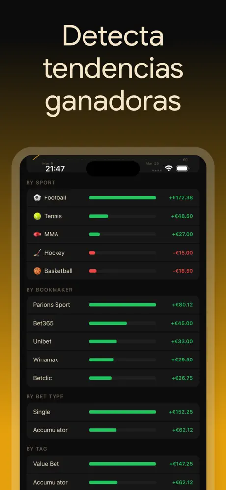 BetLog — Registro de Apuestas — captura de pantalla del iPhone 4