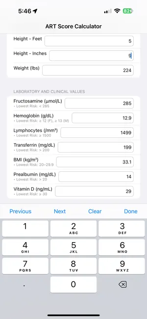 ART Score Calculator screenshot 4