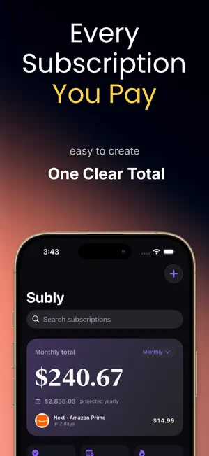 Subly Tracker: Subscriptions screenshot 1