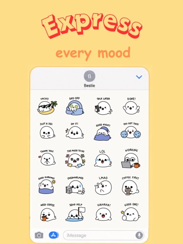 Chubby Seal: Cute Sticker Pack iPad screenshot
