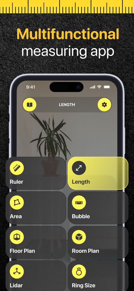 Tape Measure & Ruler Арр - This tool offers a comprehensive suite of functions, including dedicated options for calculating 'Area' and generating detailed 'Floor Plans'.