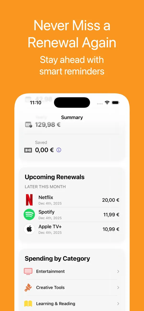 #3. Subscription Tracker: Subsmind (iOS) โดย: Agisilaos Tsaraboulidis