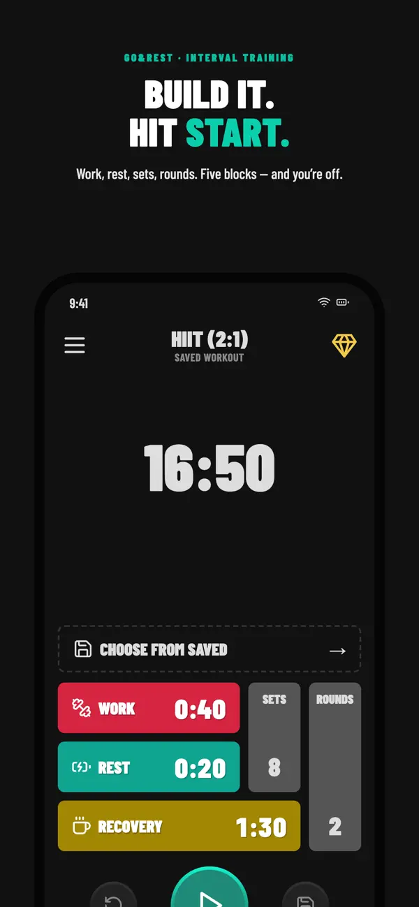 Screenshot #1 pour Go&Rest – HIIT Interval Timer