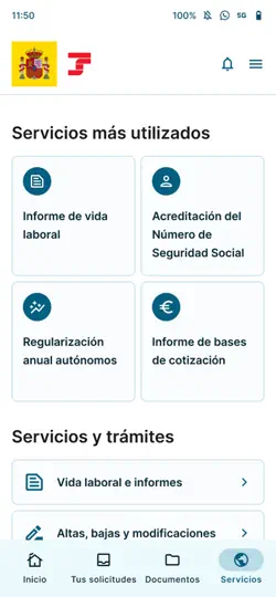 Captura de pantalla de Importass Seguridad Social en iPhone 5