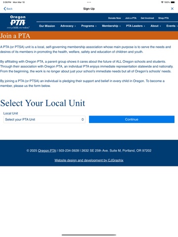 Parent-Teacher Association iPad screenshot