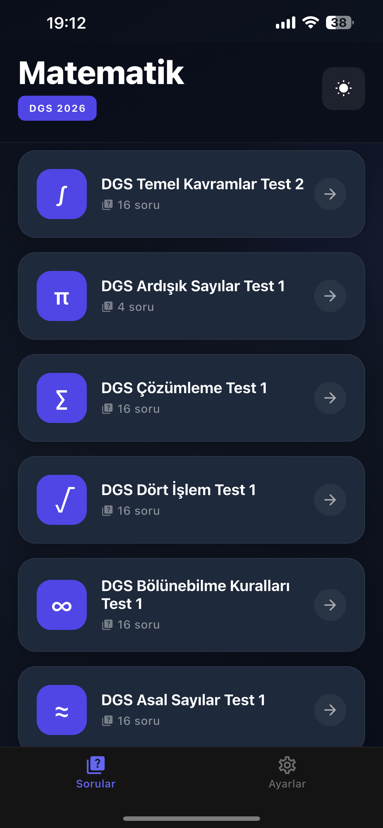 DGS Matematik Sorular