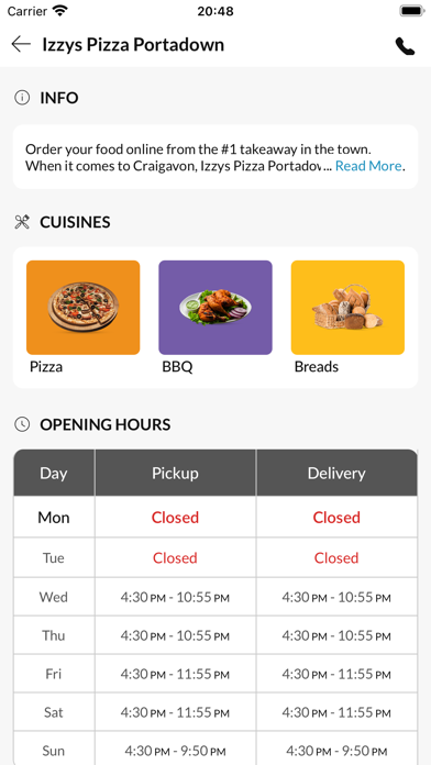 Izzys Pizza Portadown Screenshot