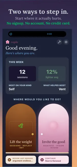Vayla, mental wellness support screenshot 1