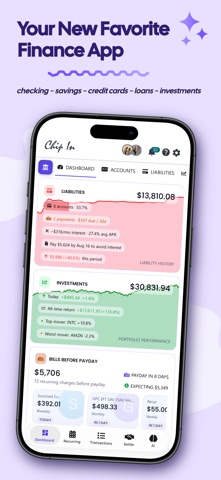 Chip In - Couples Finances iPhone screenshot