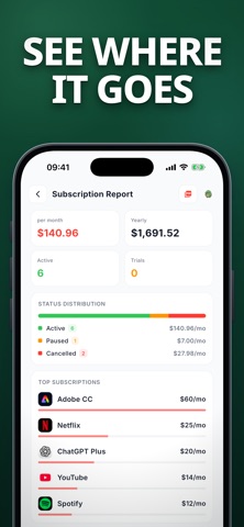 Subscription Tracker - Subi iPhone screenshot
