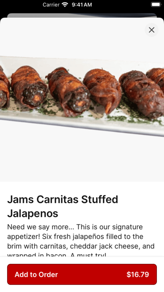 Jams@209 Sports Bar & Grill iPhone screenshot 3 - Food & Drink app