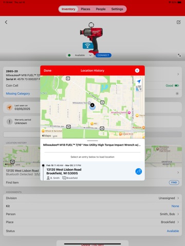 Milwaukee® ONE-KEY™ iPad screenshot