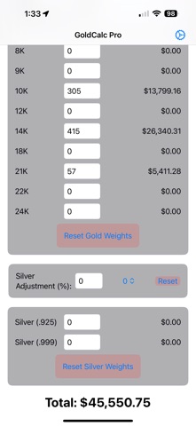 GoldCalculator Pro Screenshot 2 of 3