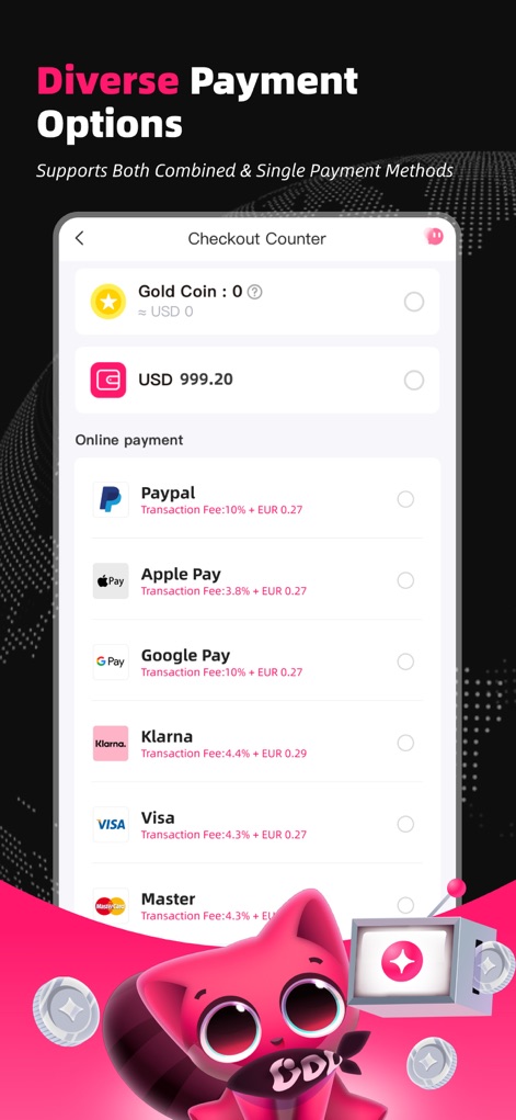 Oopbuy-Shop China:Taobao,1688 - This tool provides a wide array of online payment options, including popular platforms like 'Paypal' and 'Google Pay', with transparent listing of 'transaction fees' for informed checkout decisions.
