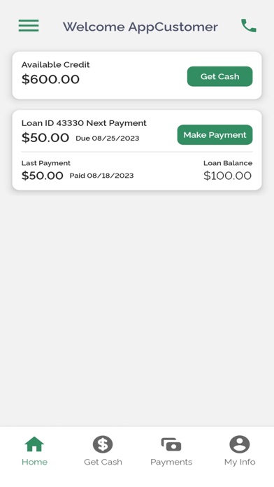CASH 1 LOANS Screenshot