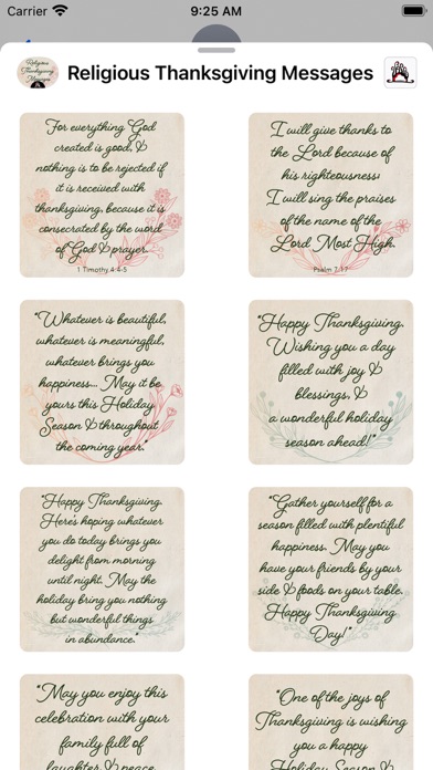 Religious Thanksgiving Message Screenshot
