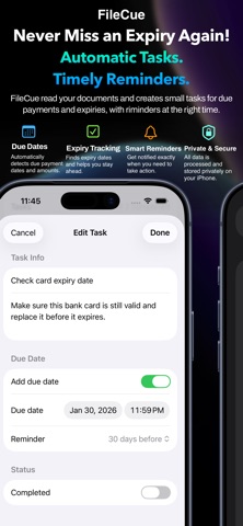 FileCue: Scan. Save. Remind. screenshot