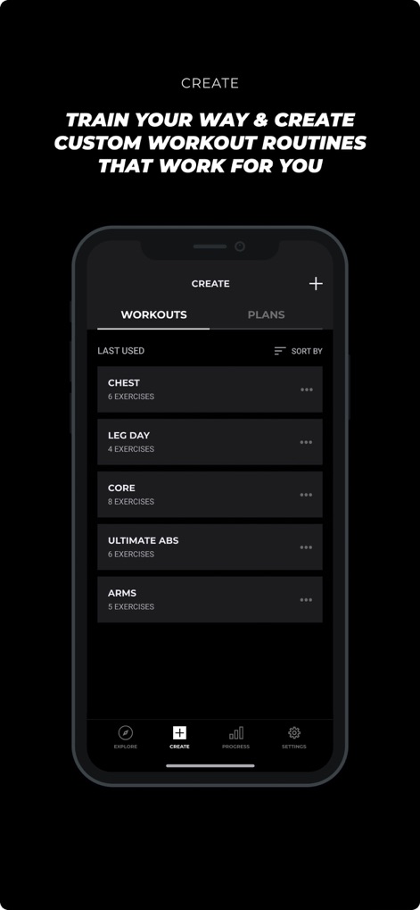 Gymshark Training and Fitness - The app empowers users to tailor their fitness journey by creating custom workout routines and organizing them into easily accessible plans for future use.