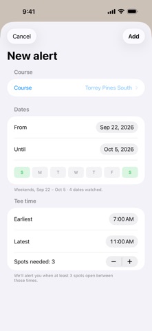 Tee Time Alerts: Golf Booking Screenshot 2 of 4