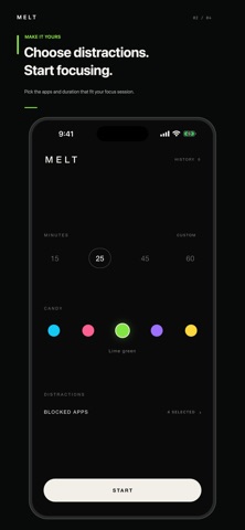 MELT: Focus Timer iPhone screenshot