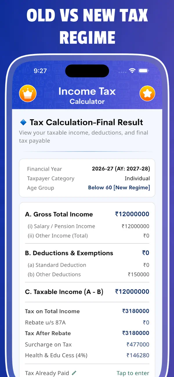 Screenshot #3 pour Income Tax Calculator 2026