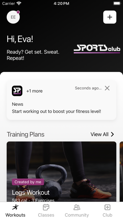 Sports Club. Screenshot
