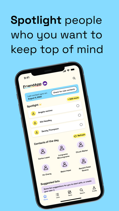 FriendApp (with mass text sms) Screenshot