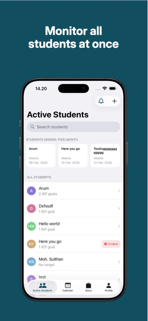 SPED Goals: IEP Tracker Screenshot 2