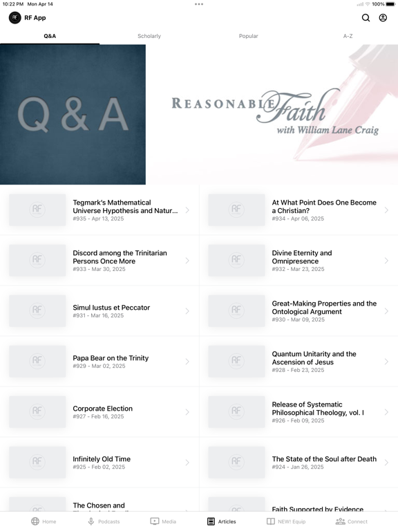 Reasonable Faith App iPad screenshot 4 - Lifestyle app