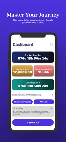 Smoke-Free AI: Health Tracker iPhone screenshot