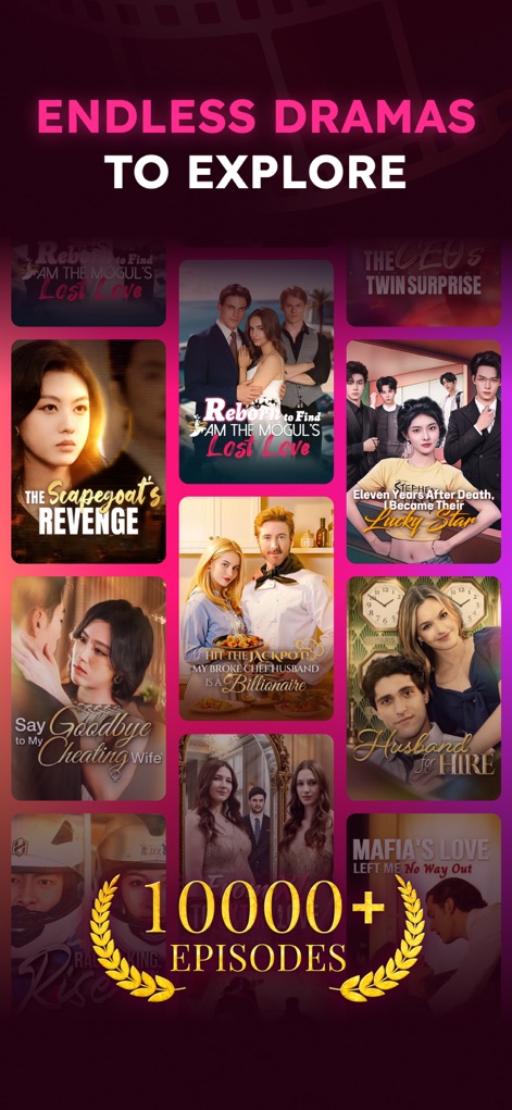 StardustTV - Short Drama&Movie - Users can delve into an expansive collection of short dramas, featuring a diverse grid of titles and a clear indication of over "10000+ Episodes" available for binge-watching.