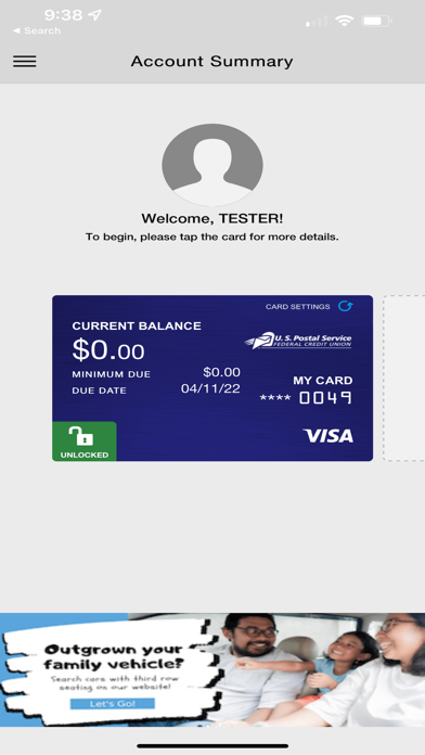 USPS FCU Credit Card Screenshot