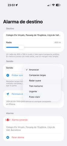 Alarma de destino screenshot
