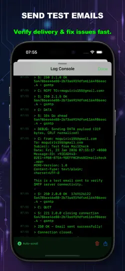 Capture d'écran de MailCheck: SMTP Test & Debug sur iPhone 5