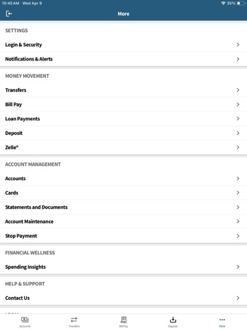 Alliance Banks iPad screenshot