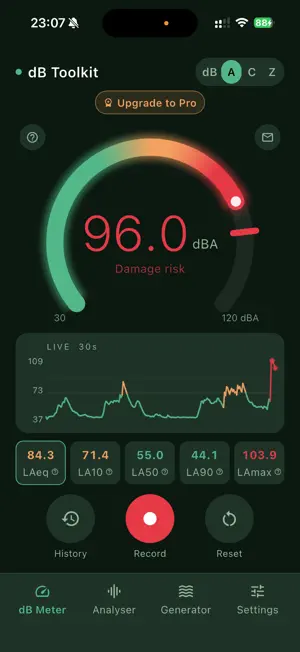 dB Toolkit: Sound Level Meter screenshot 1