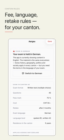 Einbürgerungstest Schweiz 2026 iPhone screenshot