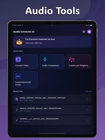 Audio Extractor AI iPad screenshot