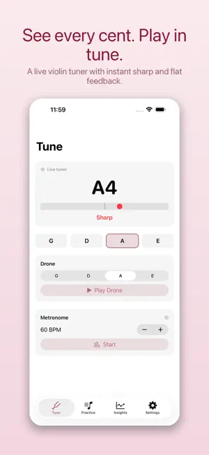 StringWise: Violin Tuner screenshot 1