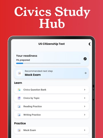 US Citizenship Test 2026. Prep iPad screenshot