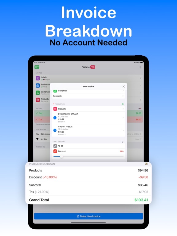 Quick Invoice Maker ° iPad screenshot 3 - Business app