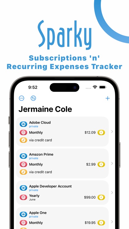 Subscriptions Tracker - Sparky