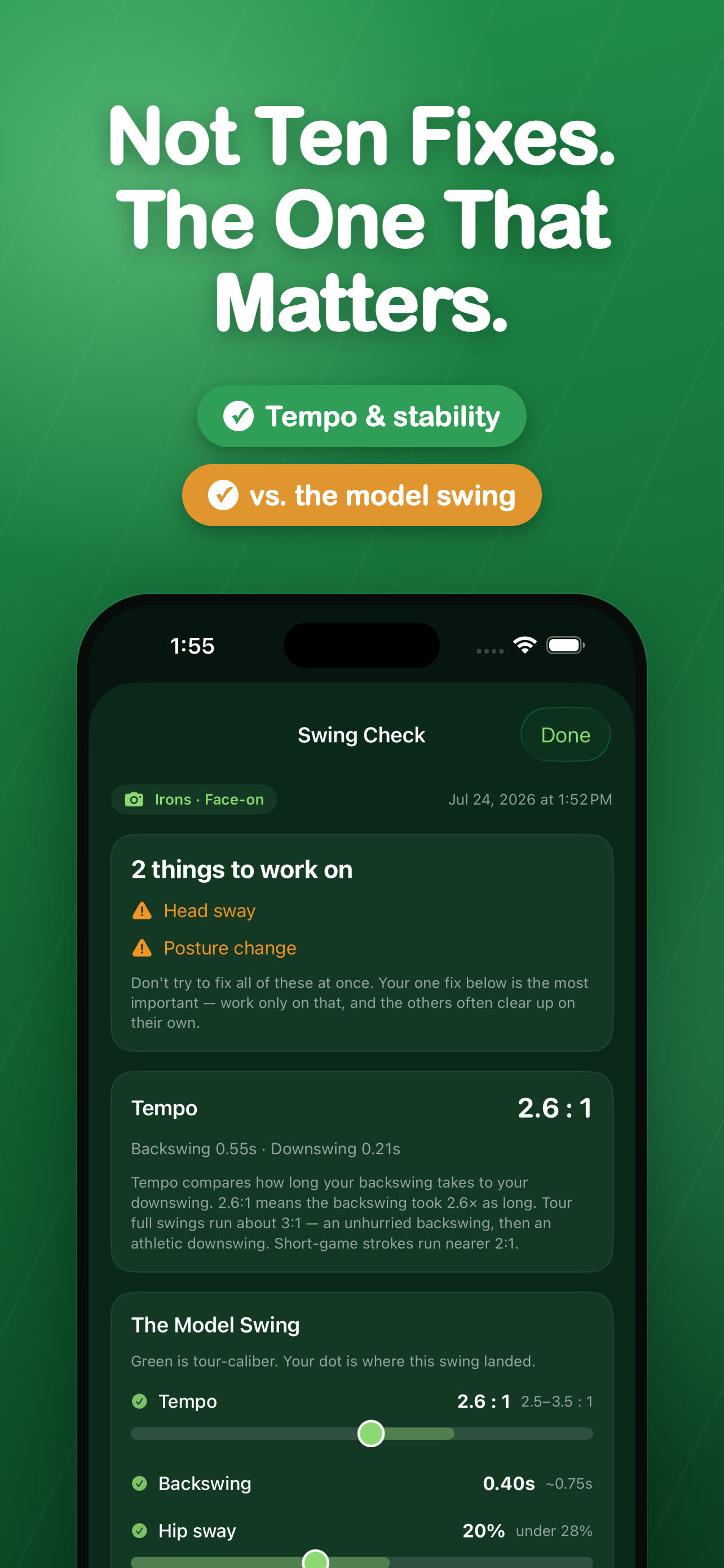 One Fix Golf: Swing Analyzer screenshot 2