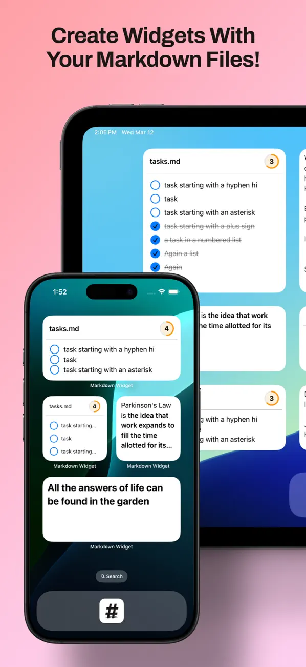 #1. Markdown Widget: Tasks & Notes (iOS) Podle: Spencer Shwetz