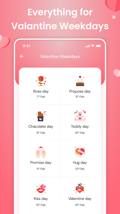Valentine's Day Wishes app screenshot