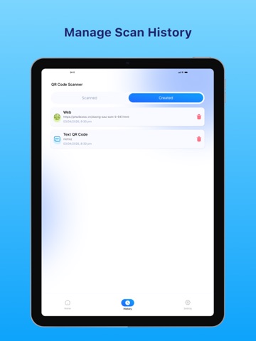 QR Create and Scan Tool iPad screenshot