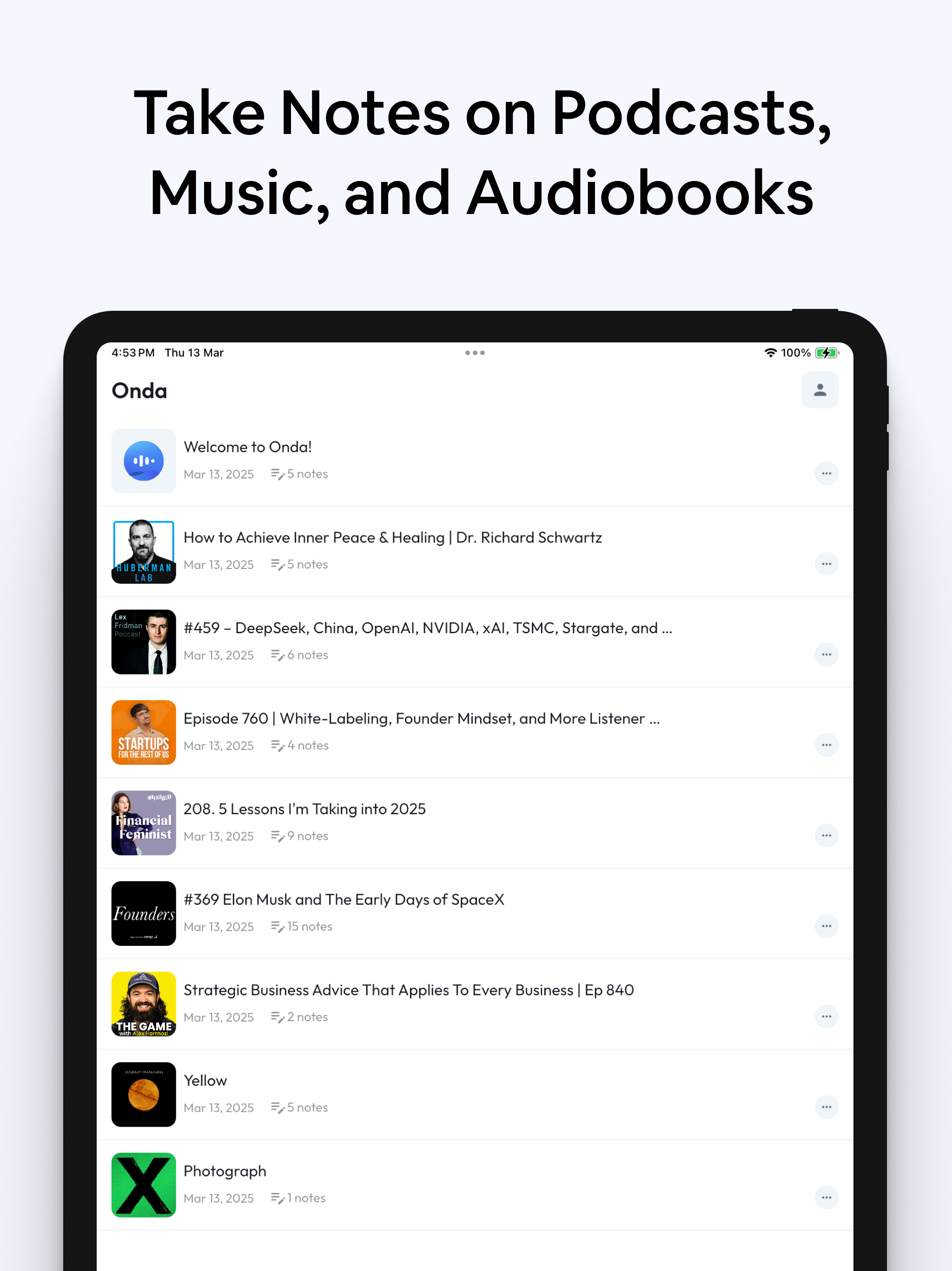 Onda AI Podcast Note Taker